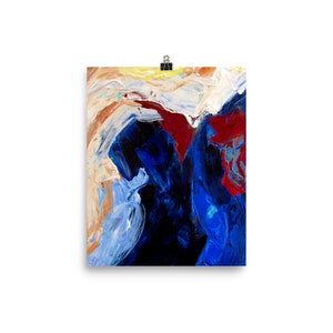 Póster de papel con arte de pared abstracto azul, impresión de póster de arte colorido