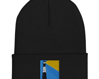 Beanie Hat Tybee Island Lighthouse Embroidered Art Beanie by DonWillisJrArt
