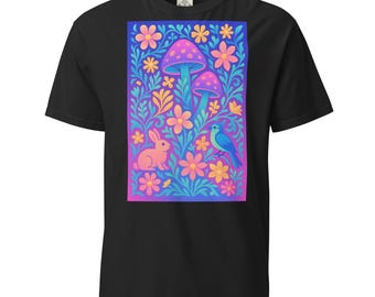 Chillwave Cottagecore Bunny and Bird T-Shirt Unisex garment-dyed heavyweight t-shirt
