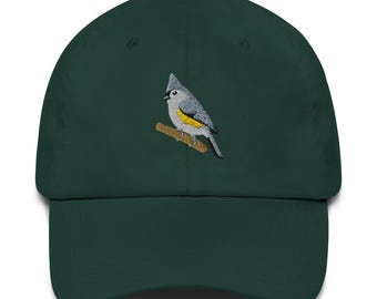 Tufted Titmouse Embroidered Bird Dad hat