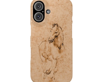 Leonardo Horse Drawing Slim Phone Cases, iPhone 7-16, Renaissance Art Gift, Historic Phone Cover, Thin Case for Art Lovers, Horse Lover