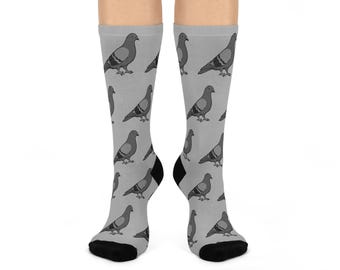 City Pigeons Minimalist Urban Birds Cushioned Crew Socks