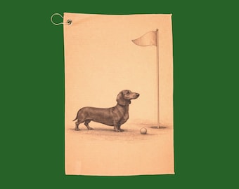 Dachshund Golfer Vintage Style Golf Towel