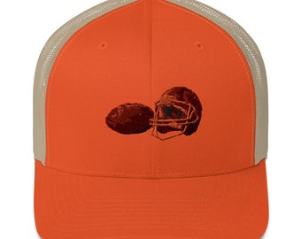 Embroidered Trucker Cap Football Football Helmet Trucker Hat