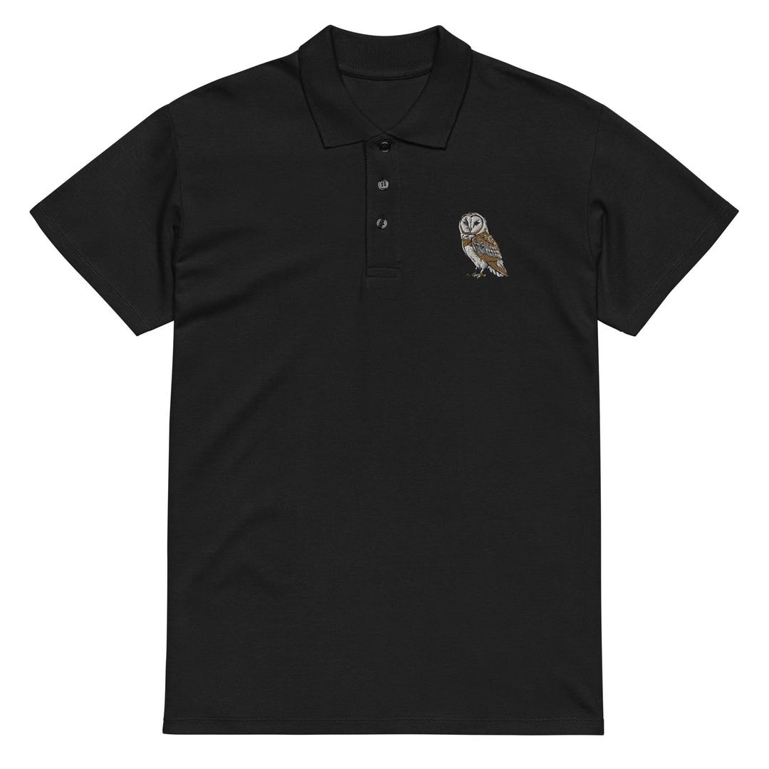 Barn Owl Embroidered Pique Polo Shirt - Etsy