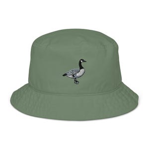 Organic Bucket Hat:Plucky Honker Embroidered Goose