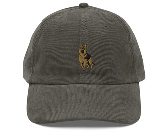 German Shepherd Embroidered Vintage corduroy cap