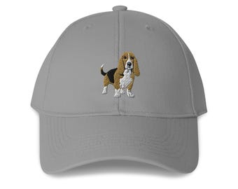 Basset Hound Embroidered Structured 6-Panel Adjustable Baseball Cap