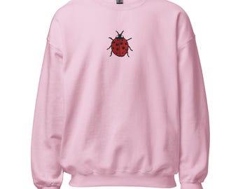 Ladybug Embroidered Unisex Sweatshirt | Cute Cozy Apparel for All | Perfect Gift for Nature Lovers