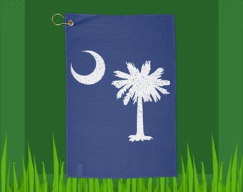 South Carolina Palmetto Crescent Golf Towel State Flag  Bag Gift