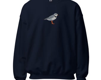Piping Plover Sweatshirt Unisex Embroidered Seabird Bird Lover Gift Coastal Wildlife Pullover