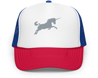 Cappello da camionista con unicorno ricamato: berretto in schiuma di poliestere - Italia