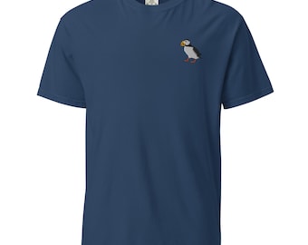 Puffin Embroidered Seabird Unisex garment-dyed heavyweight t-shirt