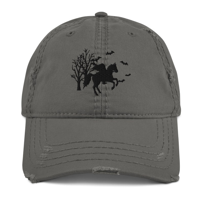 Spooky Headless Horseman Distressed Embroidered Dad Hat