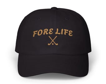 FORE LIFE Golf Dad Hat - Embroidered Crossed Clubs Cap