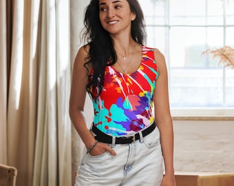 Splatter Art Sublimation Cut & Sew Tank Top | Unique Graphic Tee for Style and Comfort | Customizable Fashion