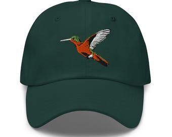 Embroidered Hummingbird Hat –  Baseball Cap with Colorful Bird Design, Nature Lover Gift, Birdwatcher Dad Hat Adjustable