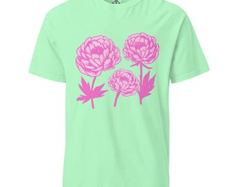 Pink Peonies Floral Bloom Unisex garment-dyed heavyweight t-shirt