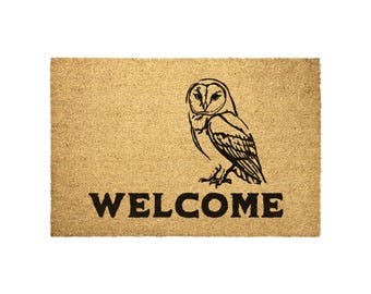 Barn Owl Coir Welcome Mat - Unique Outdoor Doormat for Home Decor & Bird Lovers, Natural Fiber Entryway Rug, Cute Gift Idea