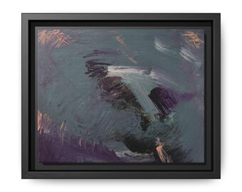 Framed Canvas Print of Abstract Painting in Violet and Slate Blue
