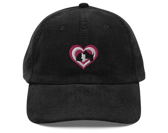 Cat and Dog Best Friends Embroidered Vintage corduroy cap