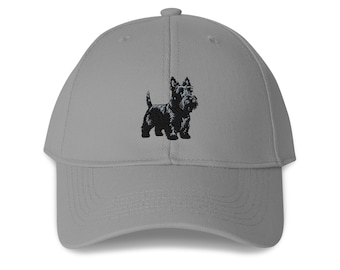 Scottish Terrier Embroidered Structured 6-Panel Adjustable Baseball Cap