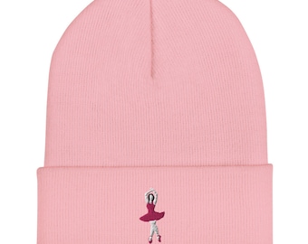 Cuffed Beanie Embroidered Ballerina