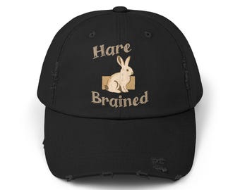 Funny Hare Brained Bunny Rabbit  Vintage Style Unisex Distressed Cap