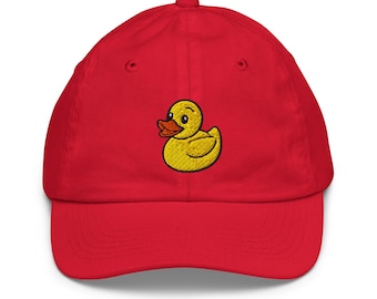 Yellow Rubber Duck Embroidered Youth baseball cap for ages 5 and up