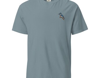 Embroidered  Female Belted Kingfisher Garment-Dyed CottonTee