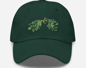 Oak Leaves & Acorn Embroidered Dad Hat - Adjustable Baseball Cap, Nature Inspired, Fall Accessory, Gift for Him