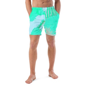 Aqua Menthe Swim Trunks: Recycled Polyester Men&#39;s Shorts