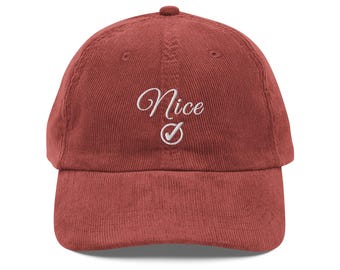 NICE with Check Mark Embroidered Vintage corduroy cap