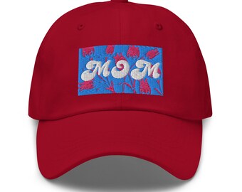 Stylish Unstructured Hat for Moms - Floral Embroidery and Adjustable Strap