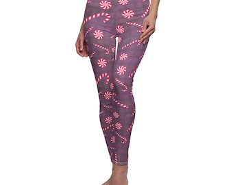 Sugar Plum Candy Canes Women's Cut & Sew Casual Leggings