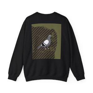 Pigeon Rules Back Print Sweatshirt, Unisex Jumper, Bird Lover Gift, Crew Neck Pullover, Comfy Sweater