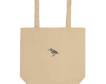 Woodcock Embroidered Bird Eco Tote Bag | Sustainable Fashion & Unique Gift for Bird Lovers