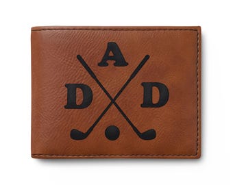 Golfing Dad Engraved Bi-Fold Wallet with Flip | Leather Wallet