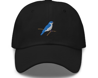Embroidered Hat Blue Bird Adjustable Cap