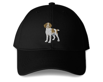 Brittany Spaniel Embroidered Dog Structured 6-Panel Adjustable Baseball Cap