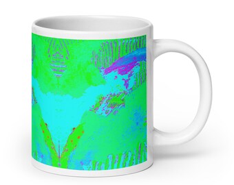 Ceramic Mug Reflected Abstract White glossy coffee mug 11, 15, 20 ounces