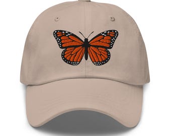Embroidered Monarch Butterfly Hat – Adjustable Unisex Baseball Cap, Casual Summer Sun Protection Accessory