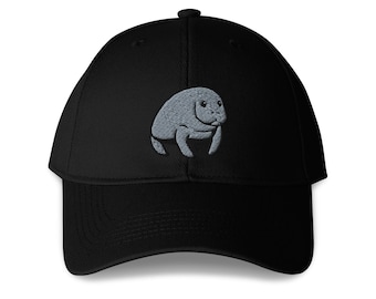 Manatee Embroidered Structured 6-Panel Adjustable Baseball Cap