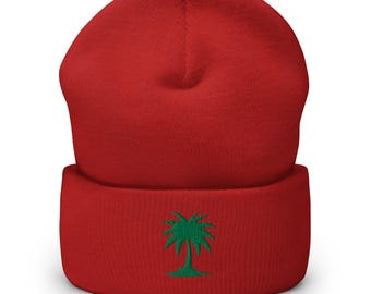 Palm Tree Embroidered Cuffed Beanie | Unisex Winter Hat - Etsy