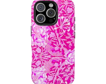 Pink Honeysuckles Tough Phone Case, Floral Smartphone Case Fits iPhone 7-16 and Samsung S21-S24