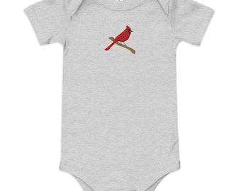 Cardinal Embroidered Baby short sleeve one piece