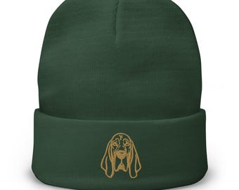 Bloodhound Beanie Dog Hat | Custom Embroidered Dog Beanie | Warm Winter Pet Accessory | Dog Lover Gift