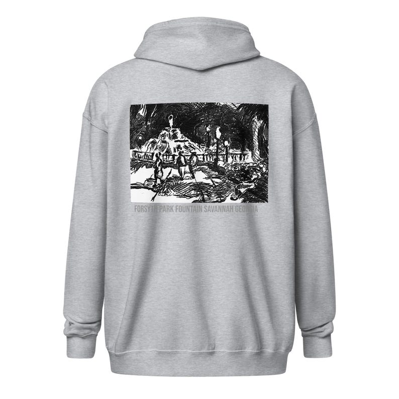 Forsyth Park Fountain Back Print Unisex zip hoodie