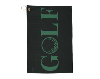 Classic Golf Towel Vertical Text Design Golfer Gift