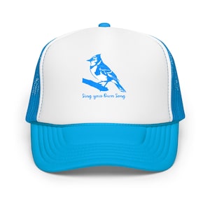 Blue Jay Foam Trucker Hat: Adjustable Snapback, Bird Lover Gift